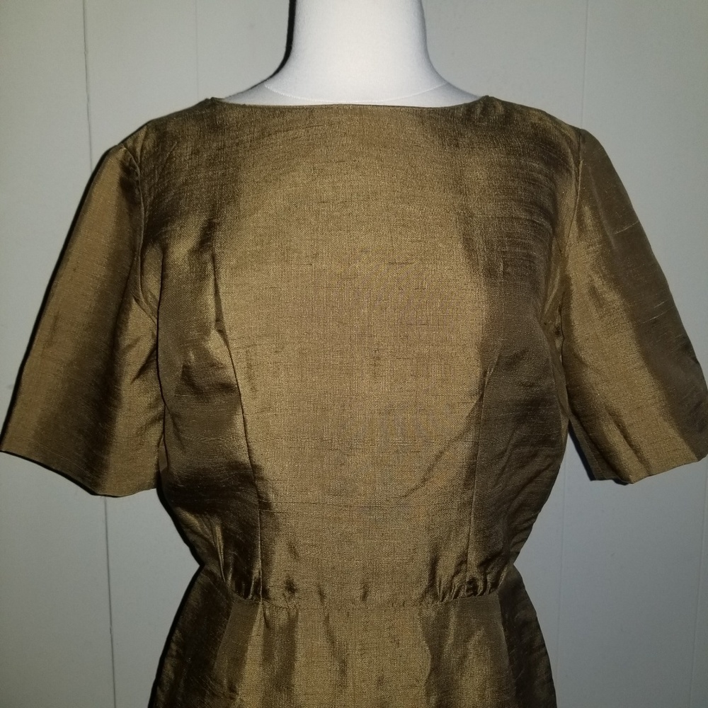 1950s Mancini Brown Silk Wiggle Dress‎ - Picture 2 of 4